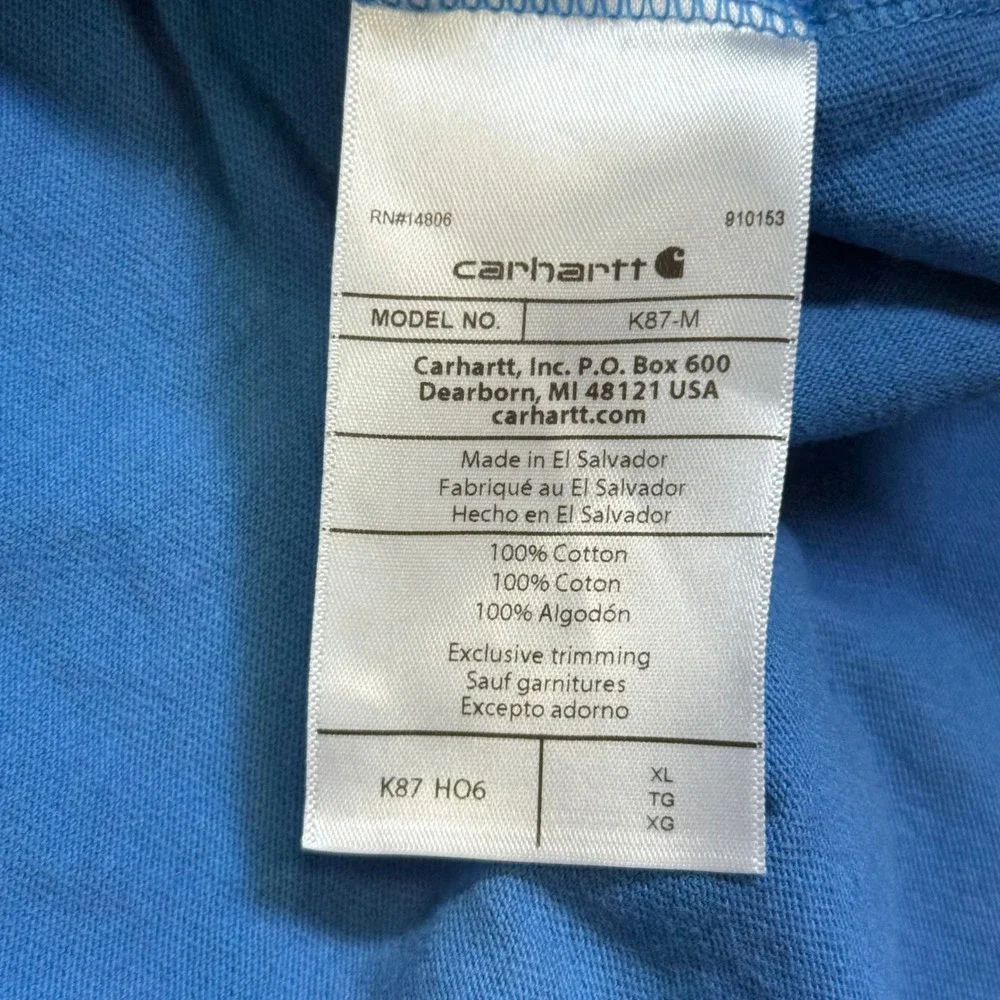 Carhartt Pocket T-Shirt Mens XL Blue Excellent Loose Fit K87 Workwear Tee